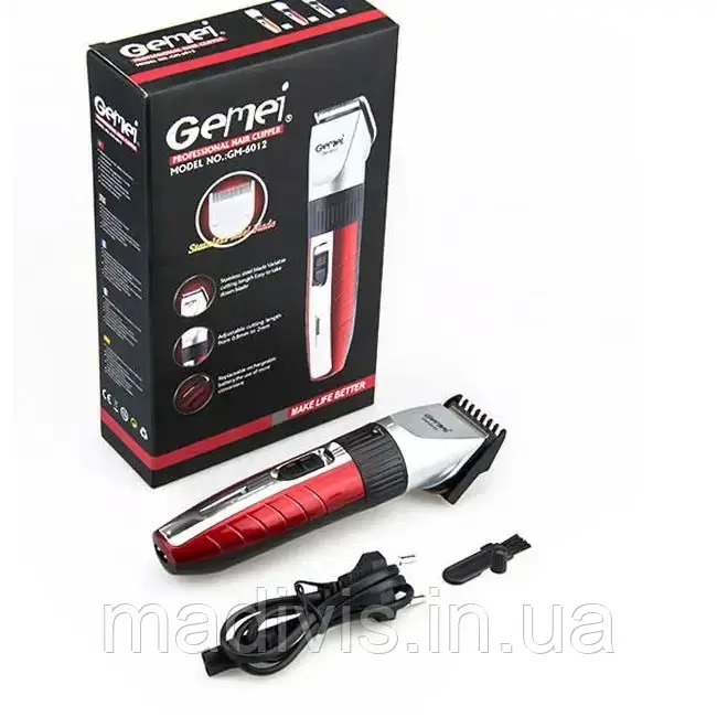 Машинка для стриження волосся PRO GEMEI GM-6012, тример чоловічий на акумуляторі, фото 1
