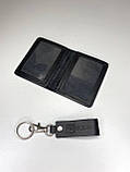 Набір шкіряних аксесуарів SEAT (обкладинка для прав тех.паспорту та брелок на карабіні) чорний, фото 2