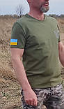 Зелена жіноча футболка з прапором та гербом України, фото 6