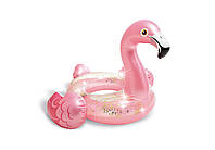 Коло надувне «Фламінго» з блискітками Intex 56251, 99х89х71 см, дитяче, для дорослих, літо вода, відпочинок рожевий