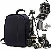 Стильный рюкзак для фототехники Photo Bag чёрный фоторюкзак с креплением для штатива (mrk0012)