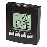 Настільний годинник електронний з термометром квадратний чорний