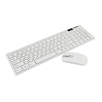 Беспроводная клавиатура с мышкой с адаптером белая с русской раскладкой