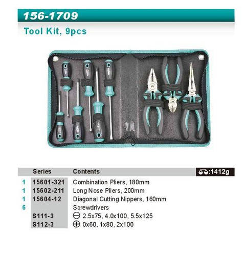 Whirlpower Набір інструменту 9од в чохлі (плоскогубці,бокорізи,викрутки ...
