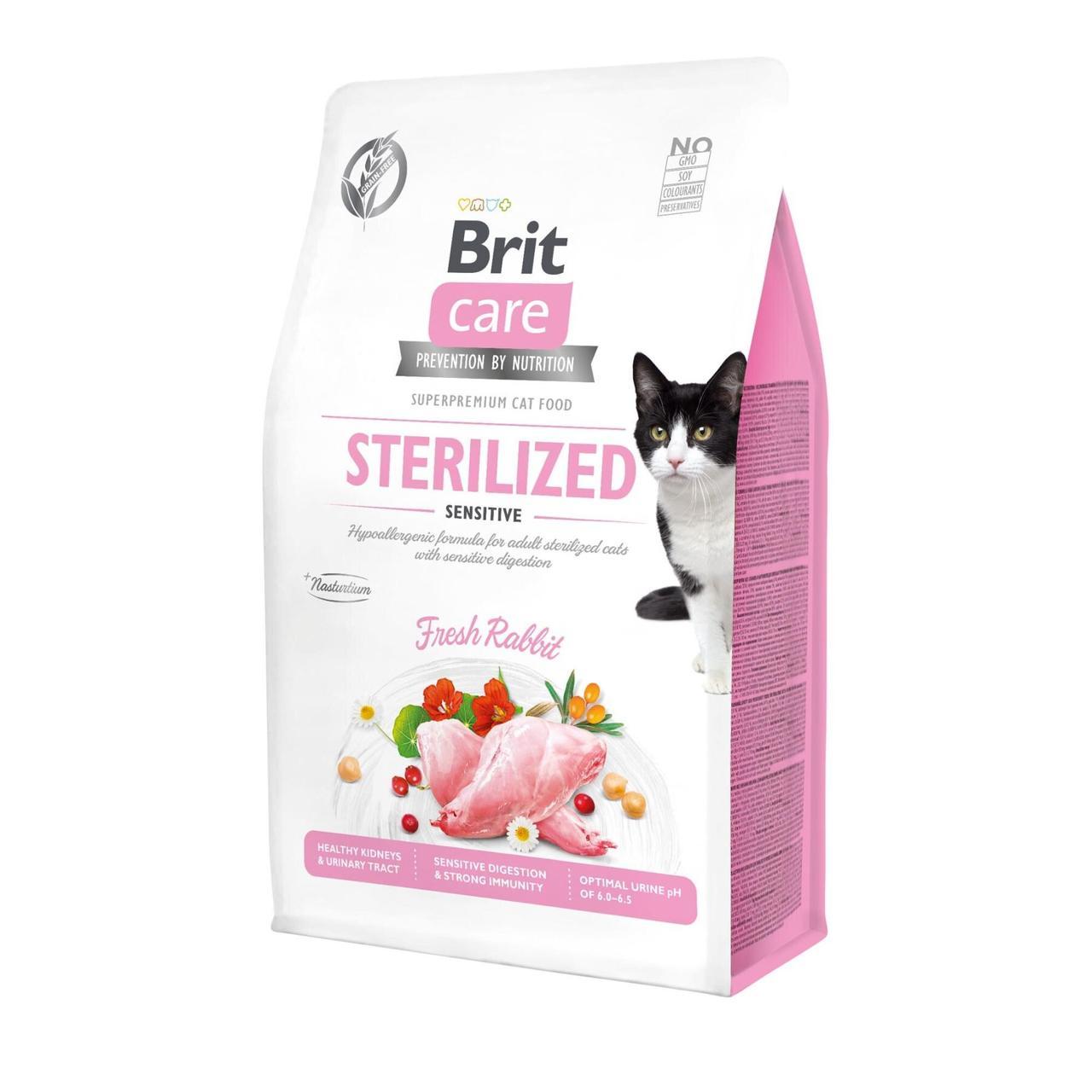 Сухой корм для стерилизованных кошек с чувствительным пищеварением Brit Care Cat GF Sterilized Sensitive 400 г - фото 1 - id-p1333558717