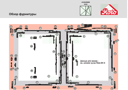 Поворотно-откидная фурнитура Roto NT для штульповых окон 12/20-13 для ПВХ (550*1600) - фото 1 - id-p257947466