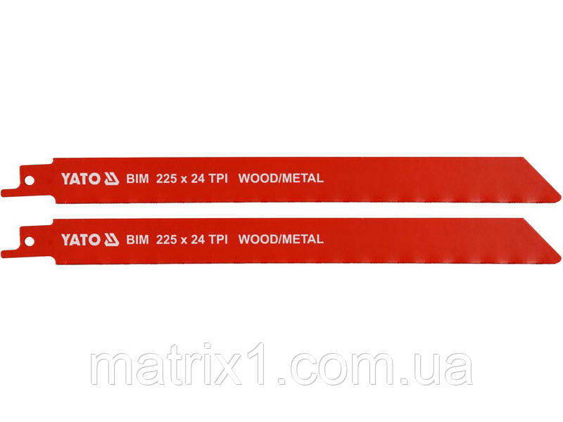Полотна для дерева та металу, бі-металеві, до саблевої пилки l=225 мм, h = 1 мм, 24 зуби YATO YT-33934