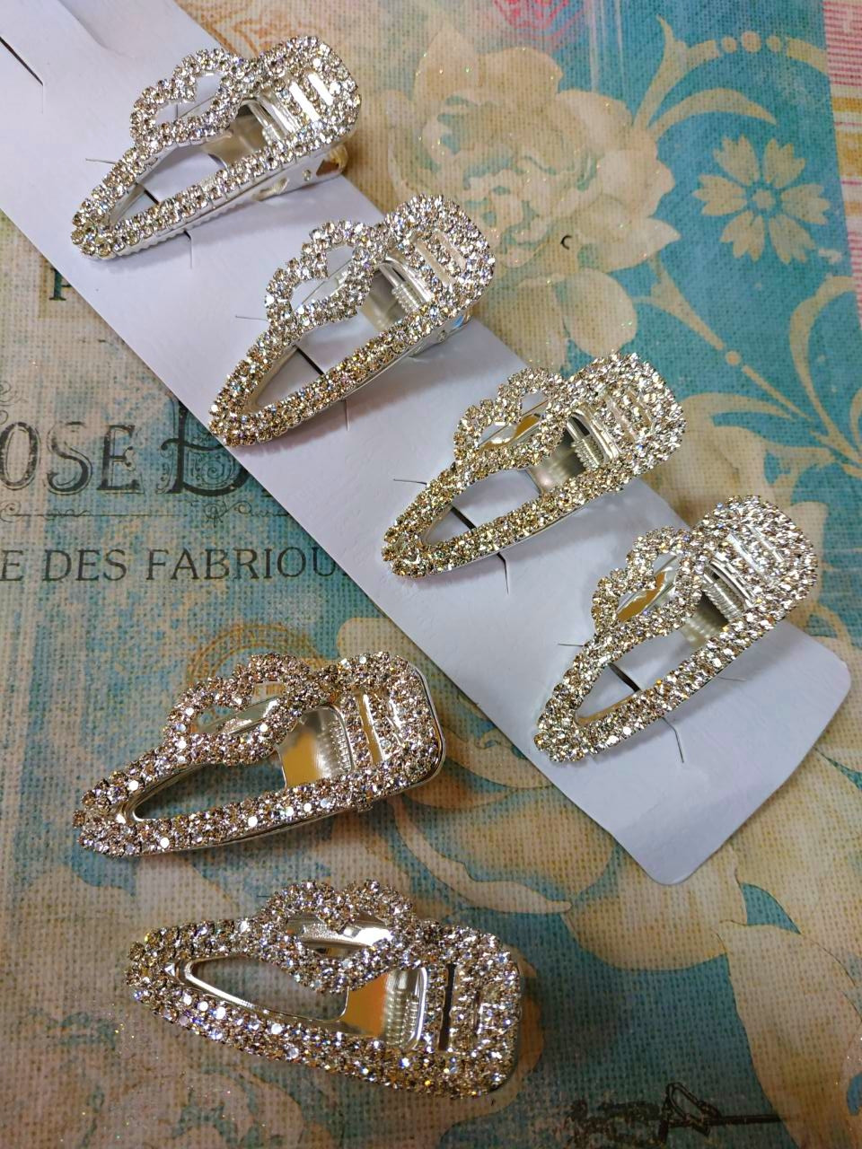 Затискач для волосся, ціна за 1шт, в стразах, в пак.29*7см, фото 1