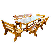 Деревянный садовый комплект (Стол и 3 Скамейки) " Кливленд". Цвет: Сосна