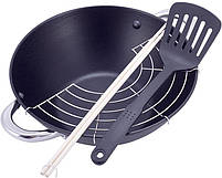 Казан чавунний "Wok" 3л, з антипригарним покриттям і аромо-кришкою, фото 4