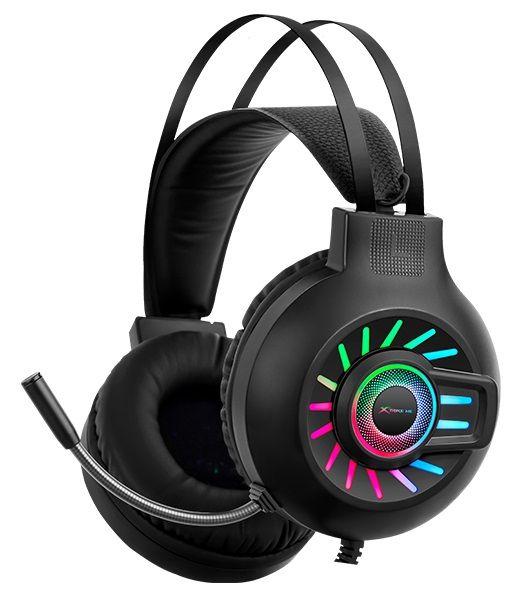 Комп'ютерні ПК ігрові геймер навушники гарнітура XTRIKE ME GH-605 з різнобарвною RGB-підсвіткою й мікрофоном