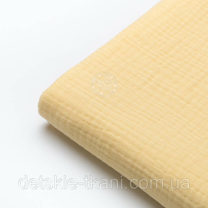 Клаптик чотиришарового жатого мусліну, колір лимонний, розмір 50*110 см