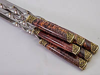 Шампура с деревянными ручками Ренессанс в тубусе, кап клена, мельхиор