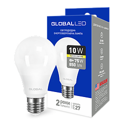LED лампа GLOBAL A60 10W мягкий свет 220V E27 AL (1-GBL-163) (NEW)