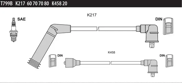 Дроти запалювання Tesla T799B для Hyundai Sonata 1.8i, 2.0i, фото 1