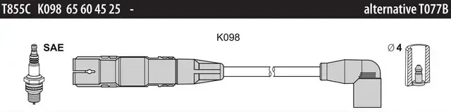 Дроти запалювання Tesla T855C для Audi A3,VW N.Beetle 1.6, Golf IV, Bora, фото 1