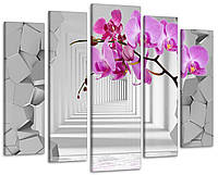 Модульная картина в гостиную / спальню Цветы Орхидея Art-449_5 ( 80х118см )