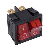 Клавішний вимикач подвійний MIRS-2101-1A, червоний з підсвічуванням