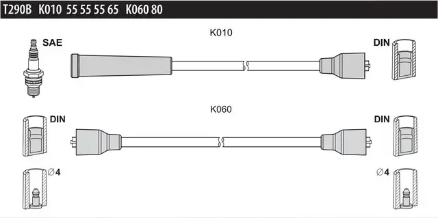 Дроти запалювання Tesla T290B для Peugeot 205 1.1, 1.3, 1.5, 309 1.1, 1.3, фото 1