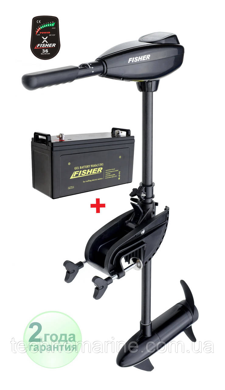 Човеновий електродвигун Fisher 55+ гелевий акумулятор 150 Ah, фото 1