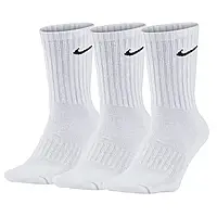 Тренировочные носки для футбола и спорта Nike Everyday Lightweight Crew 3-pack белые (3пары) SX7676-100