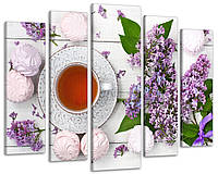Модульная картина в кухню Чай с зефирками Art-339_5 ( 80х118см )