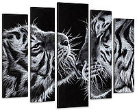 Модульная картина в гостиную / спальню Заботливые тигры Art-239_5 ( 80х118см )