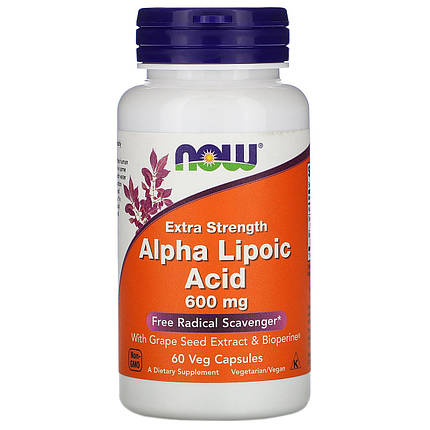 NOW Foods Alpha Lipoic Acid 600 mg 60 VCaps, фото 1