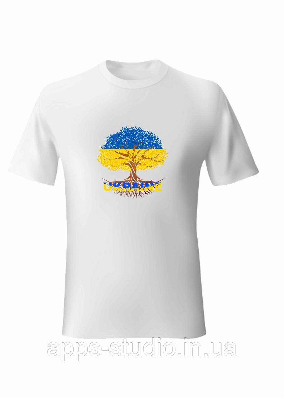 Футболка з прінтом "Прапор України, Дерево та Коріння"