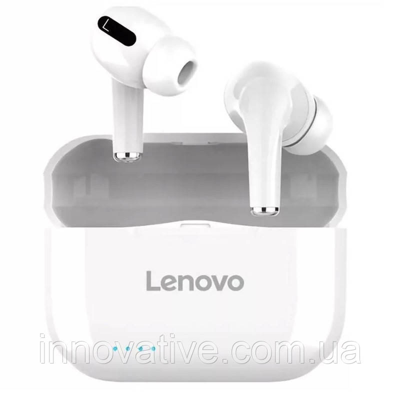 Бездротові Bluetooth-навушники Lenovo LP1s з кейсом для заряджання (Білий)