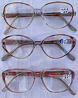 Очки со стеклянными линзами в пластиковой оправе, женские, изюмская вставка (линзы - минеральное стекло)