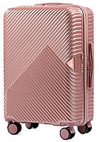 Валіза пластикова WINGS WN01 середня золотисто-рожева 65 см