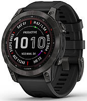 Смарт-часы Garmin Fenix 7 Sapphire Solar Carbon Gray DLC Titanium with Black Band (010-02540-20/21)