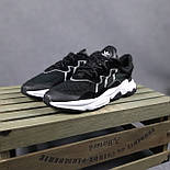 Чоловічі кросівки Adidas Ozweego осінь-весна-літо чорна сітка з білим. Живо фото, фото 2
