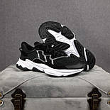 Чоловічі кросівки Adidas Ozweego осінь-весна-літо чорна сітка з білим. Живо фото, фото 5