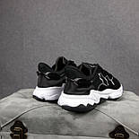 Чоловічі кросівки Adidas Ozweego осінь-весна-літо чорна сітка з білим. Живо фото, фото 4