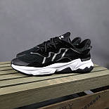 Чоловічі кросівки Adidas Ozweego осінь-весна-літо чорна сітка з білим. Живо фото, фото 3
