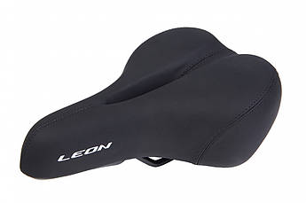 Сідло комфортне з отвором і амортизаторами 258*184 K.San YBT-7198 з логотипом LEON чорне (чорний)
