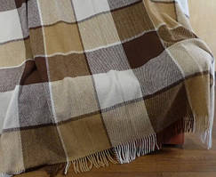 Плед вовняний Ліам 170х210 коричнево-бежевий. Плед шерстяний