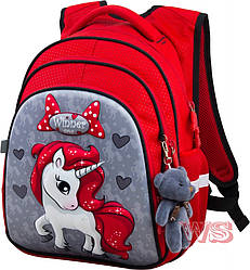 Рюкзак шкільний для дівчинки в 1-4 клас ортопедичний Поні Єдиноріг Червоний SkyName R2-165