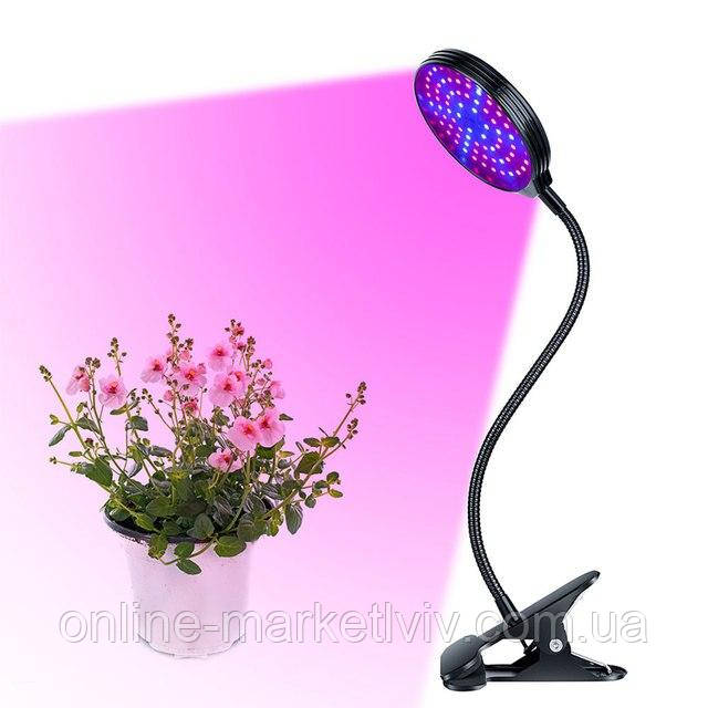 Ультрафіолетова лампа для рослин (1 головка 15w), від USB, R1 / Гнучка настільна фітолампа