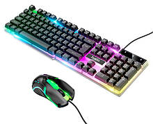 Набір ігровий (клавіатура + мишка) Hoco GM11 Terrific Glowing RGB з підсвіткою Чорний