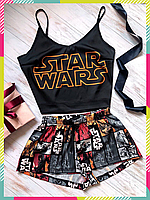 Пижама шелк армани женская шелковая пижама секусальная Звездные войны STAR WARS черный цвет S