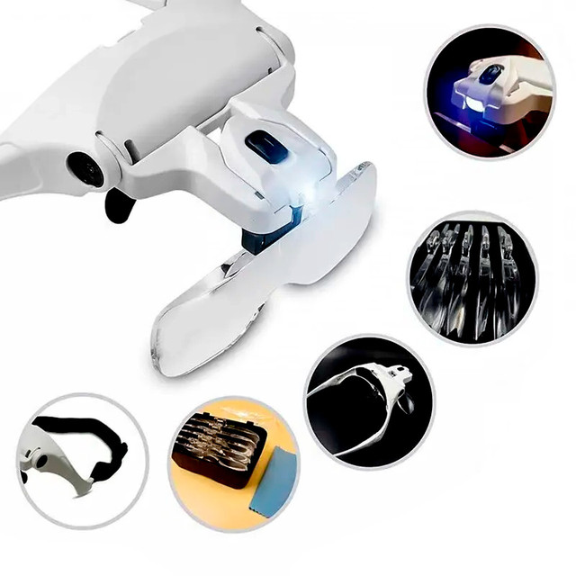 Лупа налобная бинокулярная 9892B2C с LED подсветкой Лупа налобная бинокулярная 9892B2C с LED подсветкой