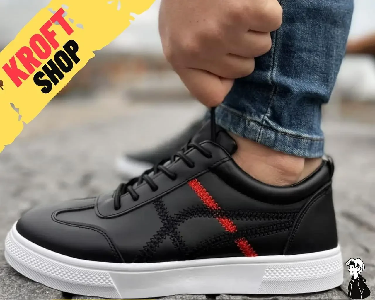 Мужские Кроссовки Черные с Резиновой Подошвой Обувь Мужская ...