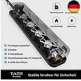 Tate Guard 4-контактний подовжувач, 3 порти USB, 16A/4000W, 5V/2.4A,, фото 4