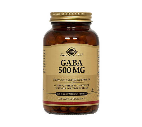 GABA Габба (Гамма-аміномасляна кислота), Solgar США, 500 мг, 100 капс скло, фото 2