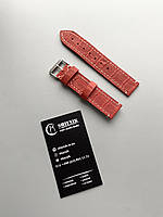 Шкіряний ремінець для наручних годинників червоний тиснення рептилія