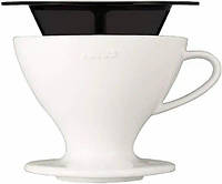 Пуровер воронка v60 02 Hario для приготовления фильтр кофе, с многоразовым фильтром, керамика, Белый, 400 мл