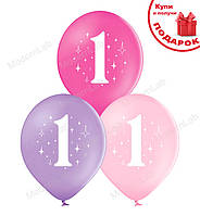 Повітряні кульки "1 рік" 7 шт., d - 30 см, колір - рожевий